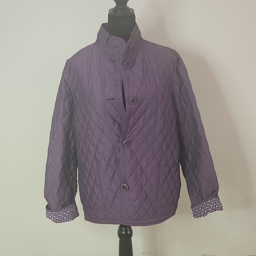 Women's Talbots Reversible Quilted Jacket size L Purple